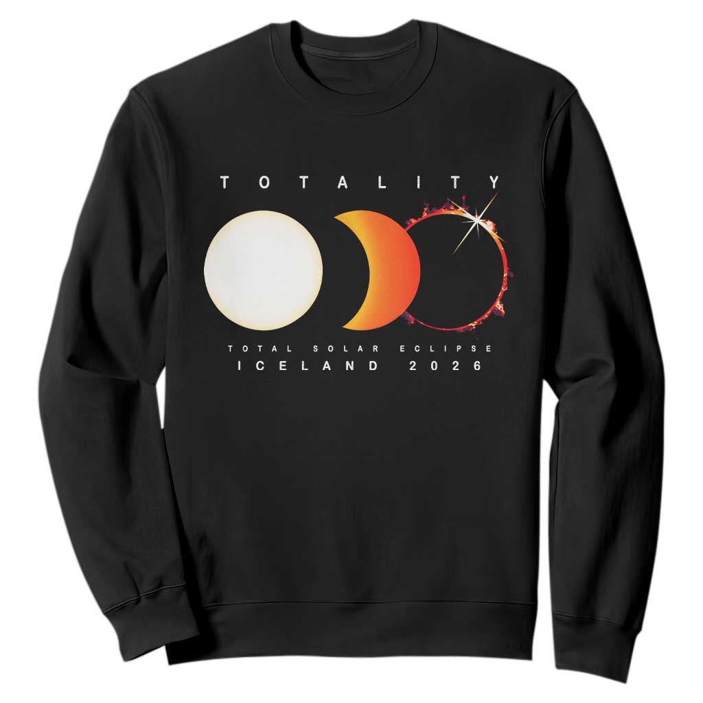 Iceland Total Solar Eclipse 2026 Totality Sweatshirt Travel Souvenir Astronomy Geek Gift TS02 Black Print Your Wear