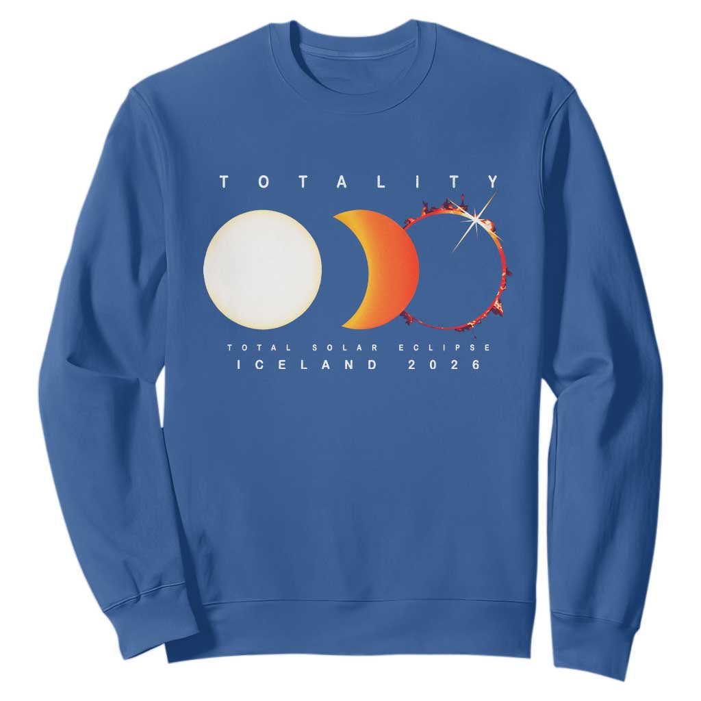 Iceland Total Solar Eclipse 2026 Totality Sweatshirt Travel Souvenir Astronomy Geek Gift TS02 Royal Blue Print Your Wear