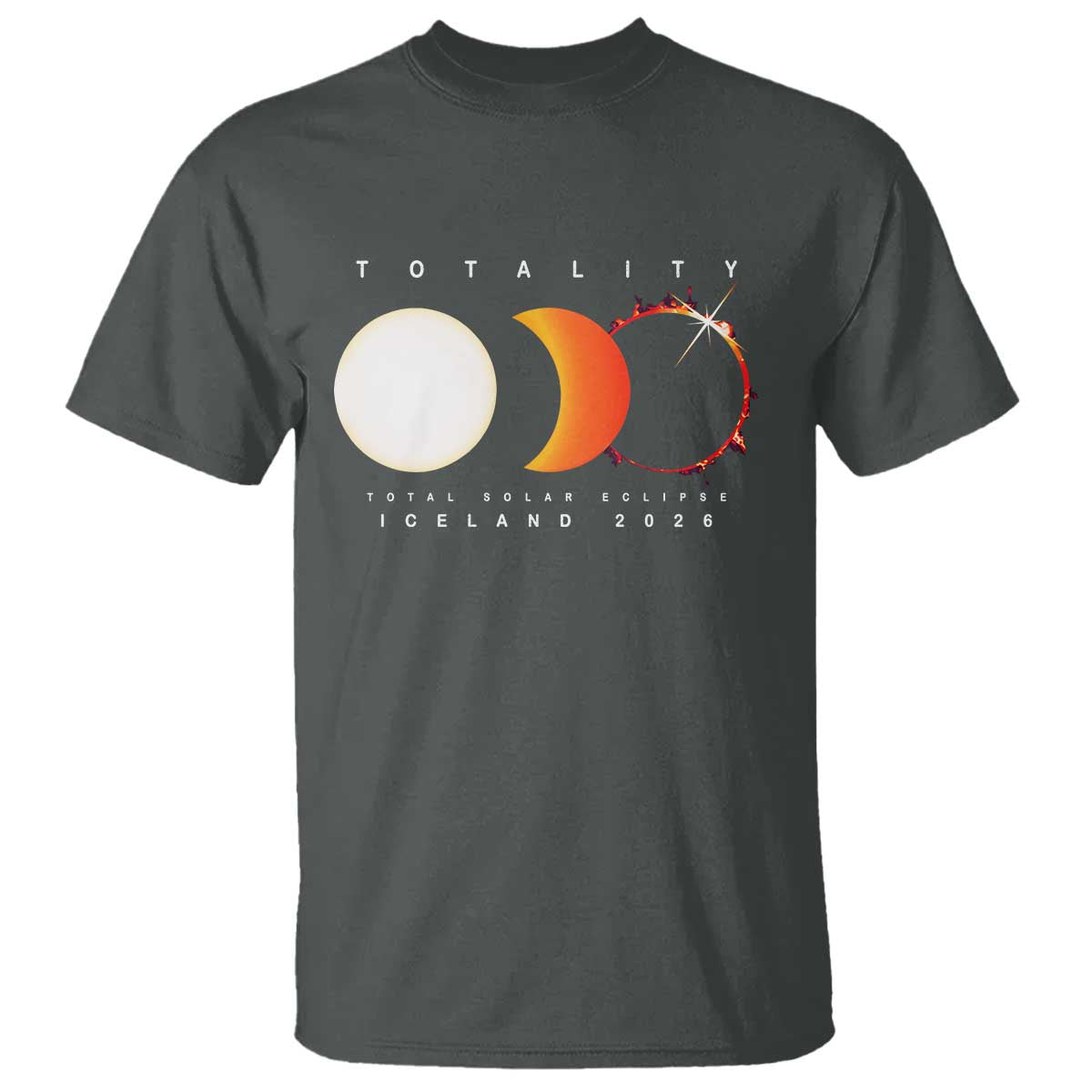 Iceland Total Solar Eclipse 2026 Totality T Shirt Travel Souvenir Astronomy Geek Gift TS02 Dark Heather Print Your Wear