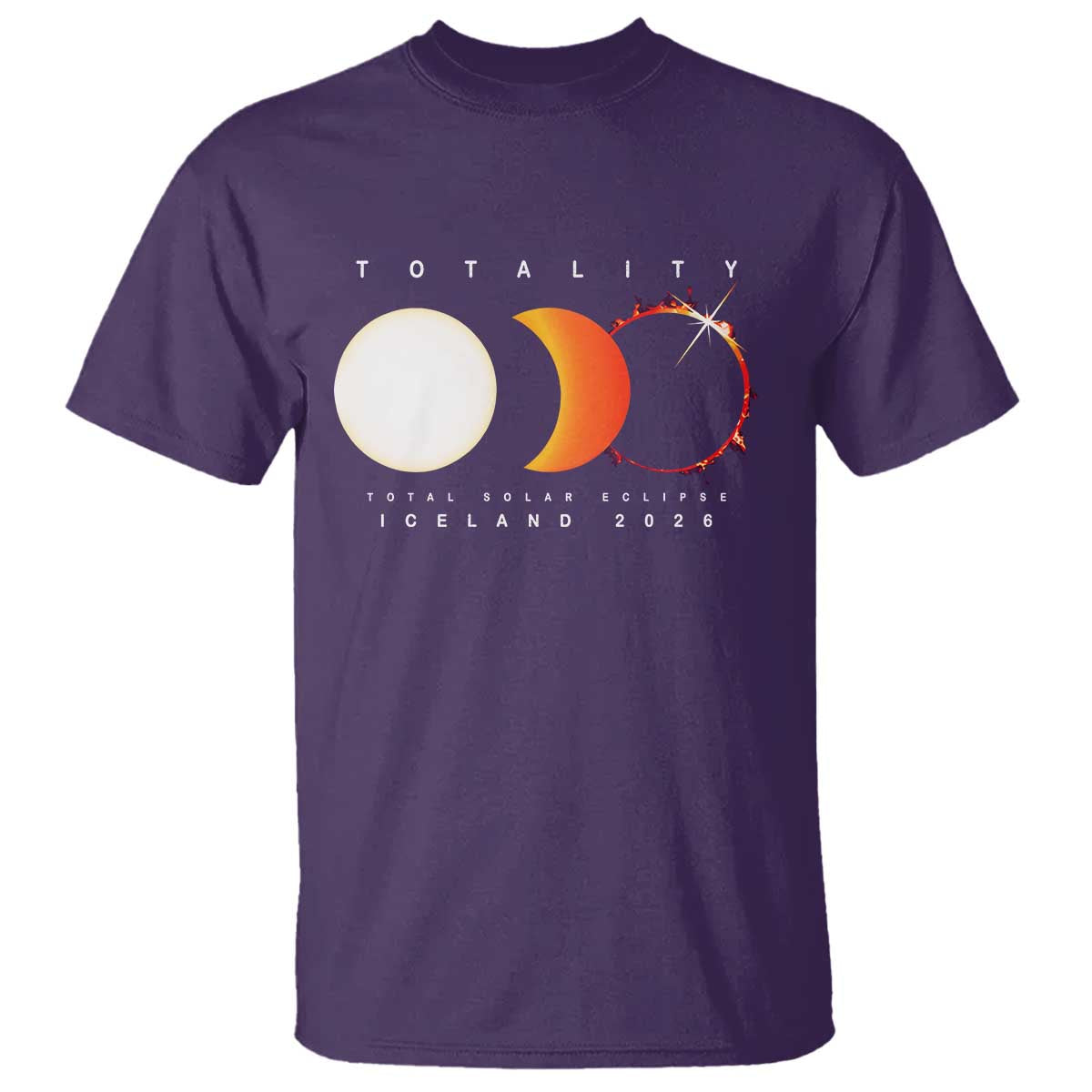 Iceland Total Solar Eclipse 2026 Totality T Shirt Travel Souvenir Astronomy Geek Gift TS02 Purple Print Your Wear