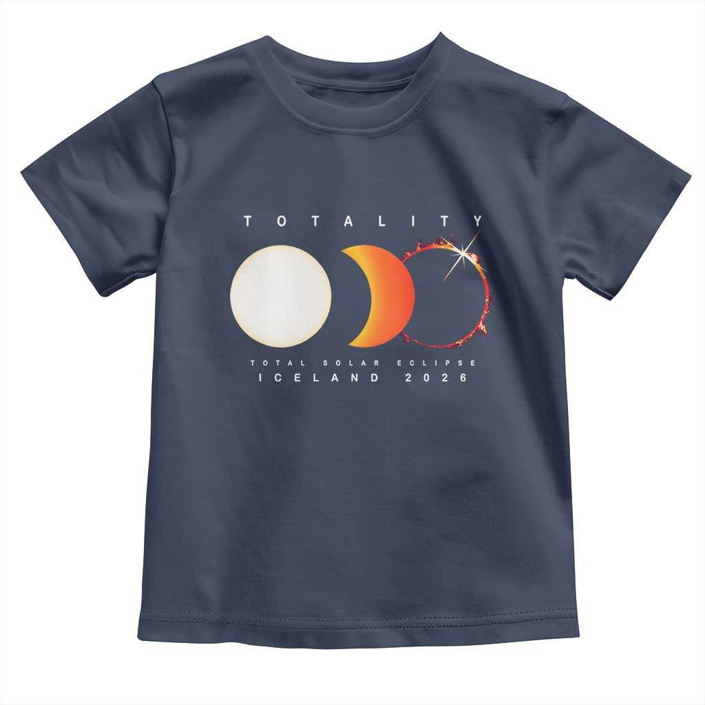 Iceland Total Solar Eclipse 2026 Totality Toddler T Shirt Travel Souvenir Astronomy Geek Gift TS02 Navy Print Your Wear