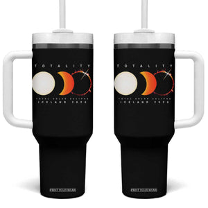 Iceland Total Solar Eclipse 2026 Totality Tumbler With Handle Travel Souvenir Astronomy Geek Gift TS02 One Size: 40 oz Black Print Your Wear