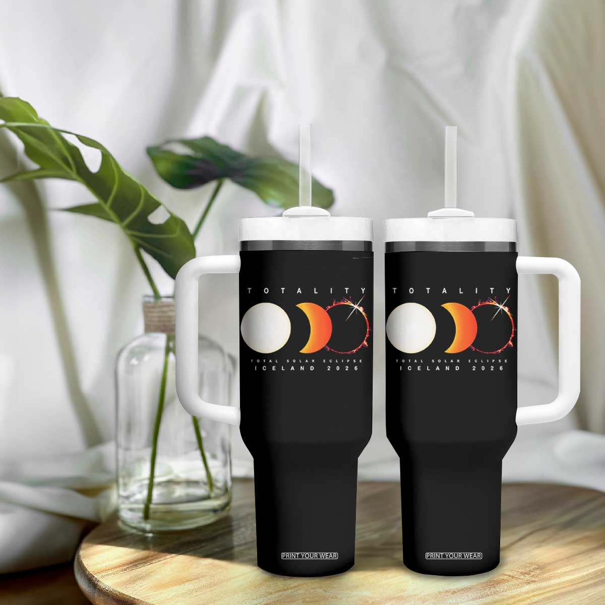 Iceland Total Solar Eclipse 2026 Totality Tumbler With Handle Travel Souvenir Astronomy Geek Gift TS02 Print Your Wear