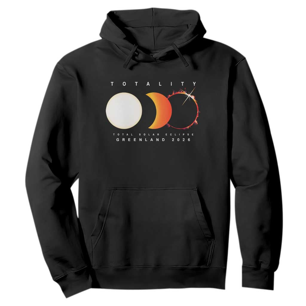 Greenland Total Solar Eclipse 2026 Totality Hoodie Travel Souvenir Astronomy Geek Gift TS02 Black Print Your Wear