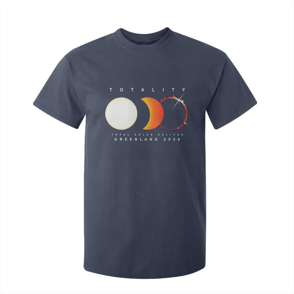 Greenland Total Solar Eclipse 2026 Totality T Shirt For Kid Travel Souvenir Astronomy Geek Gift TS02 Navy Print Your Wear