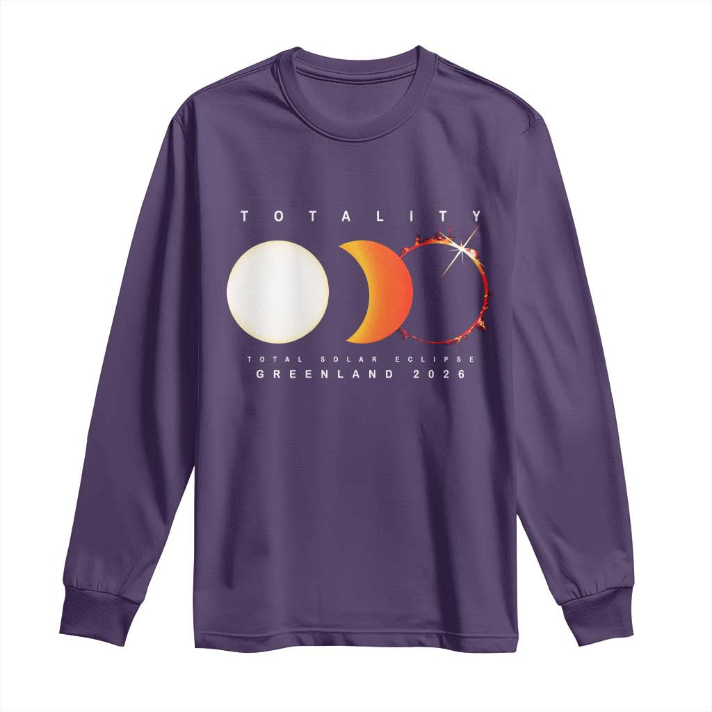 Greenland Total Solar Eclipse 2026 Totality Long Sleeve Shirt Travel Souvenir Astronomy Geek Gift TS02 Purple Print Your Wear