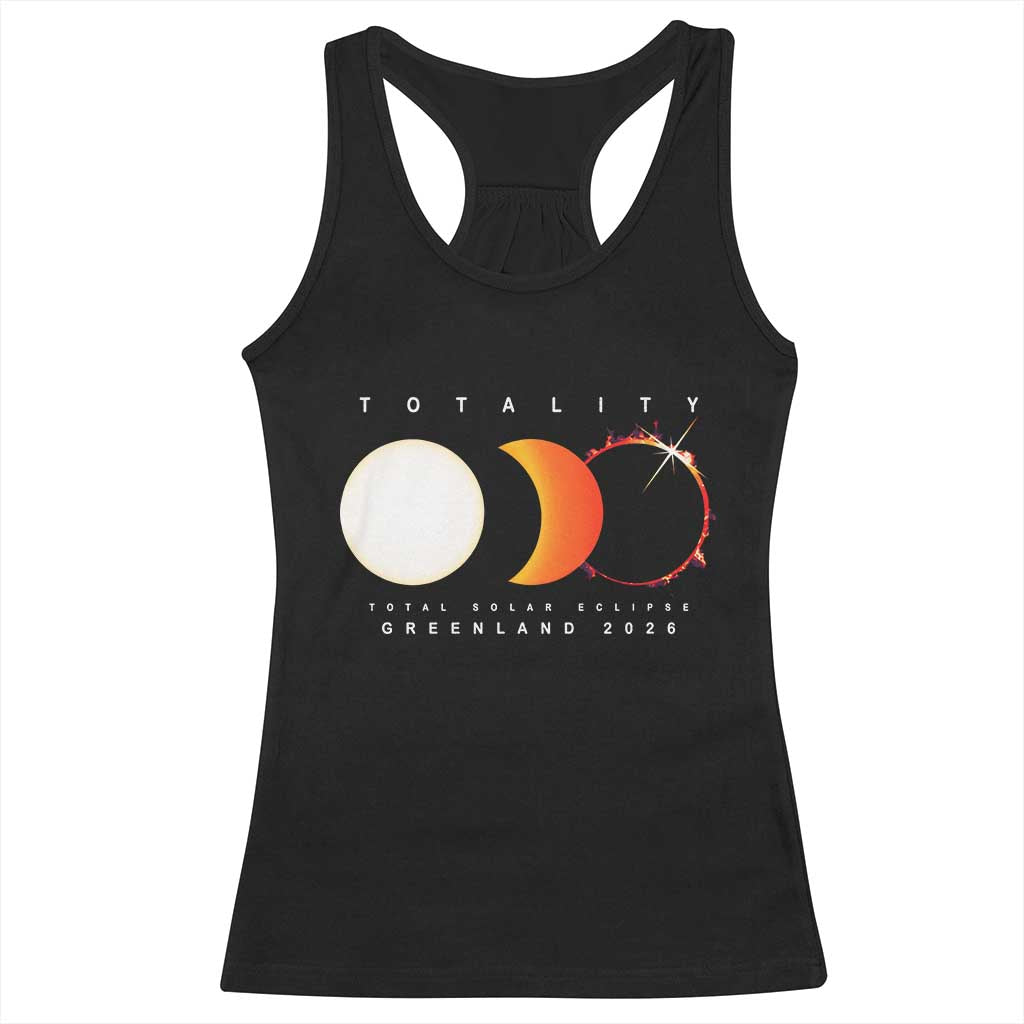 Greenland Total Solar Eclipse 2026 Totality Racerback Tank Top Travel Souvenir Astronomy Geek Gift TS02 Black Print Your Wear