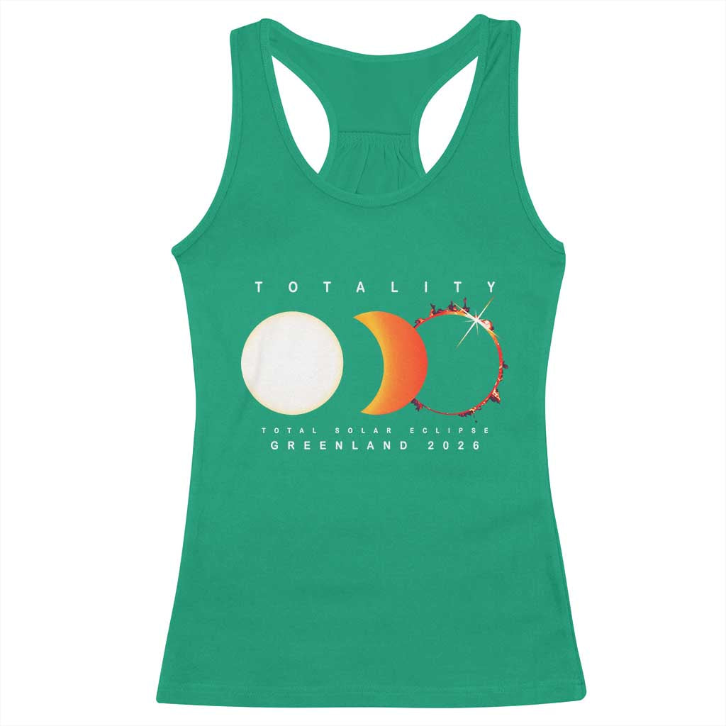 Greenland Total Solar Eclipse 2026 Totality Racerback Tank Top Travel Souvenir Astronomy Geek Gift TS02 Irish Green Print Your Wear