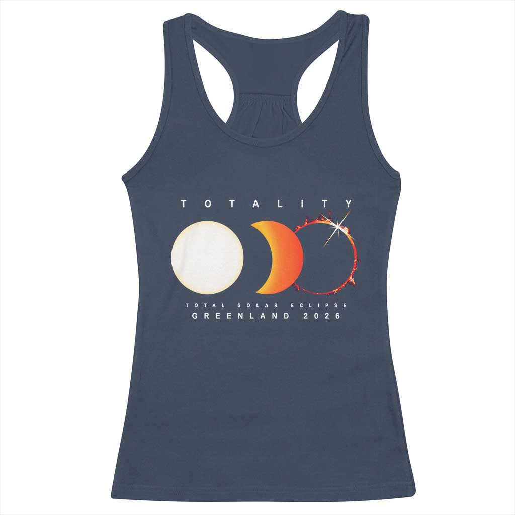 Greenland Total Solar Eclipse 2026 Totality Racerback Tank Top Travel Souvenir Astronomy Geek Gift TS02 Navy Print Your Wear