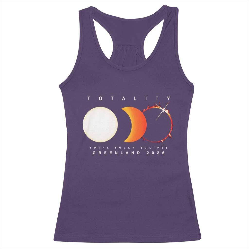 Greenland Total Solar Eclipse 2026 Totality Racerback Tank Top Travel Souvenir Astronomy Geek Gift TS02 Purple Print Your Wear