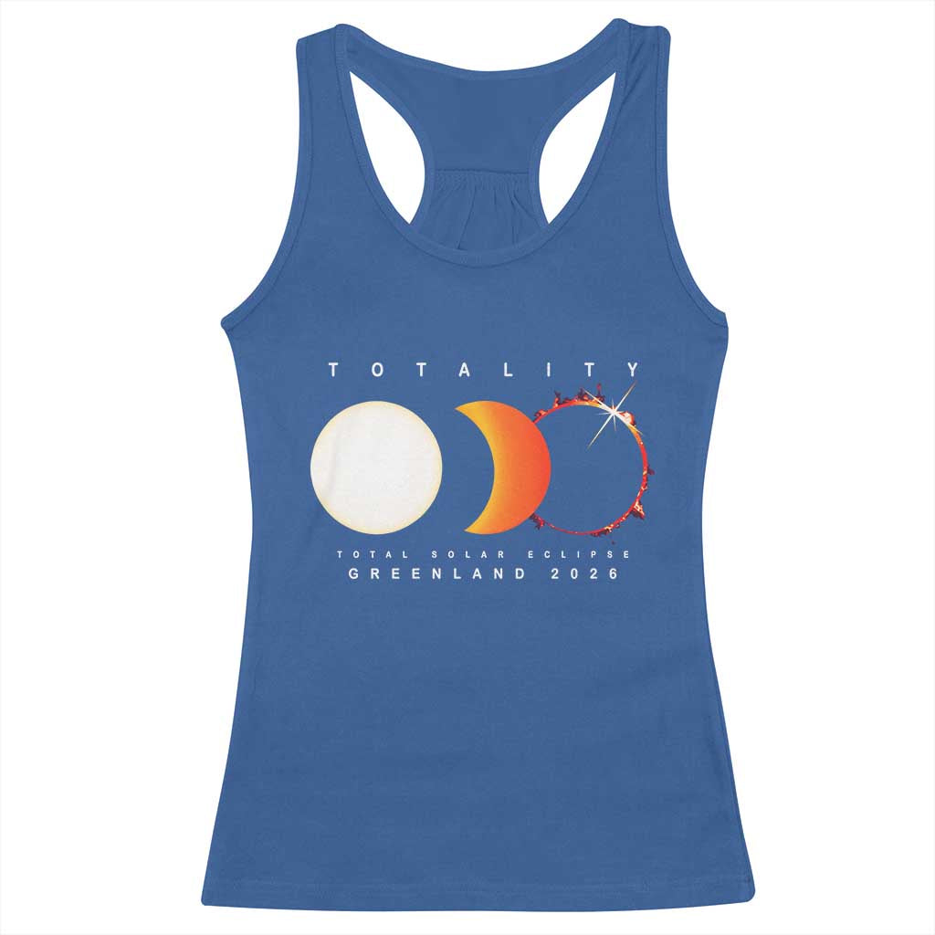 Greenland Total Solar Eclipse 2026 Totality Racerback Tank Top Travel Souvenir Astronomy Geek Gift TS02 Royal Blue Print Your Wear