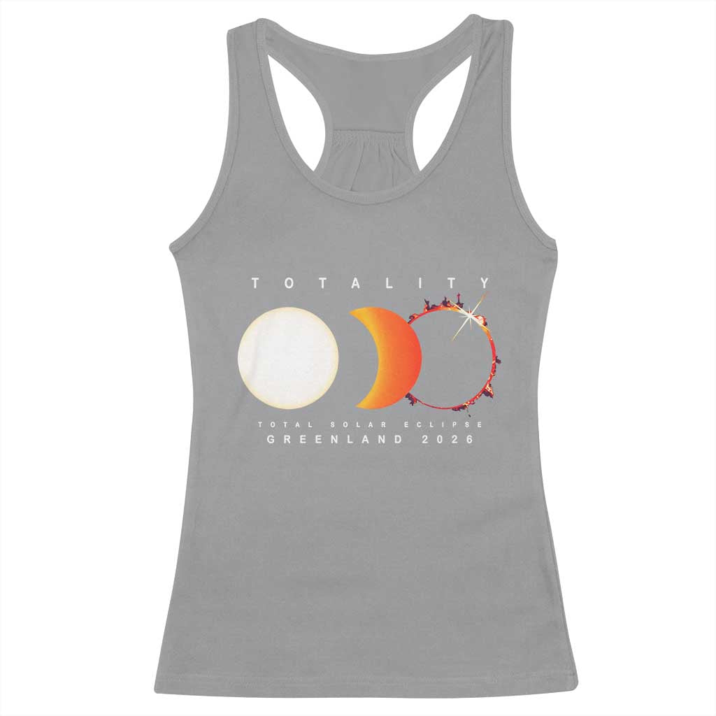 Greenland Total Solar Eclipse 2026 Totality Racerback Tank Top Travel Souvenir Astronomy Geek Gift TS02 Sport Gray Print Your Wear
