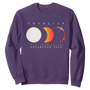 Greenland Total Solar Eclipse 2026 Totality Sweatshirt Travel Souvenir Astronomy Geek Gift TS02 Purple Print Your Wear