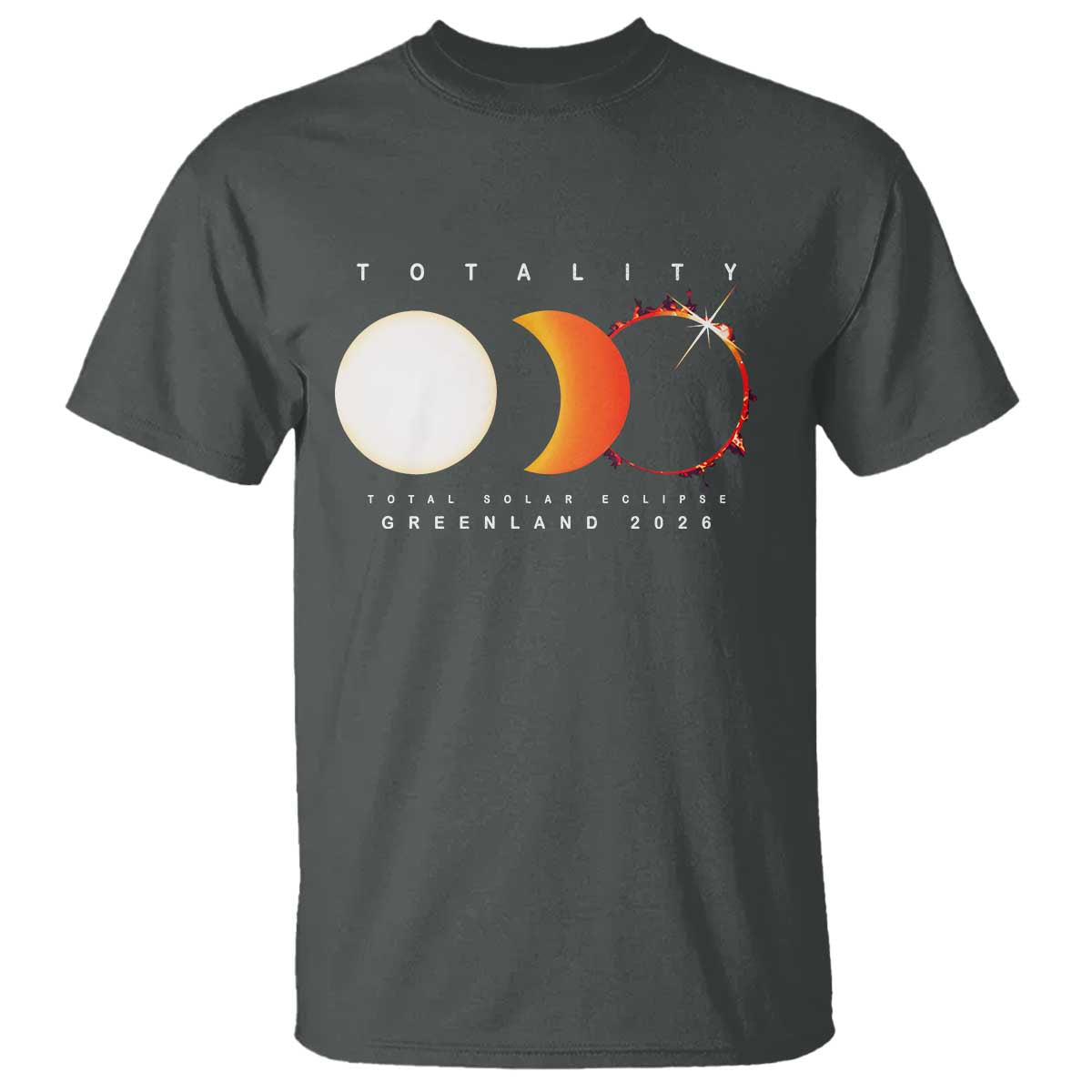 Greenland Total Solar Eclipse 2026 Totality T Shirt Travel Souvenir Astronomy Geek Gift TS02 Dark Heather Print Your Wear
