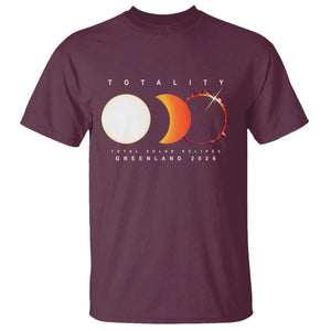 Greenland Total Solar Eclipse 2026 Totality T Shirt Travel Souvenir Astronomy Geek Gift TS02 Maroon Print Your Wear