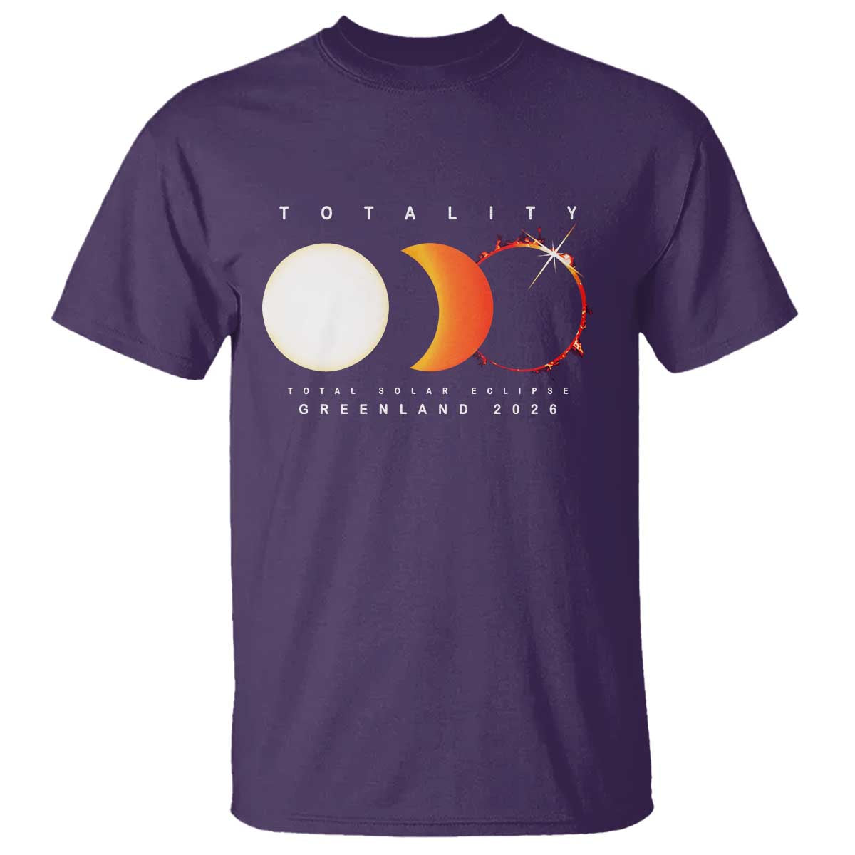 Greenland Total Solar Eclipse 2026 Totality T Shirt Travel Souvenir Astronomy Geek Gift TS02 Purple Print Your Wear