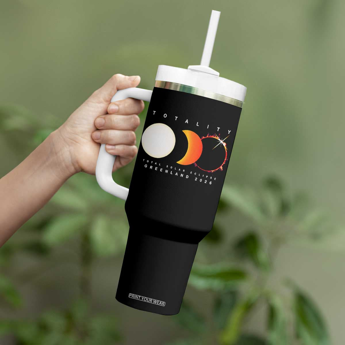 Greenland Total Solar Eclipse 2026 Totality Tumbler With Handle Travel Souvenir Astronomy Geek Gift TS02 Print Your Wear