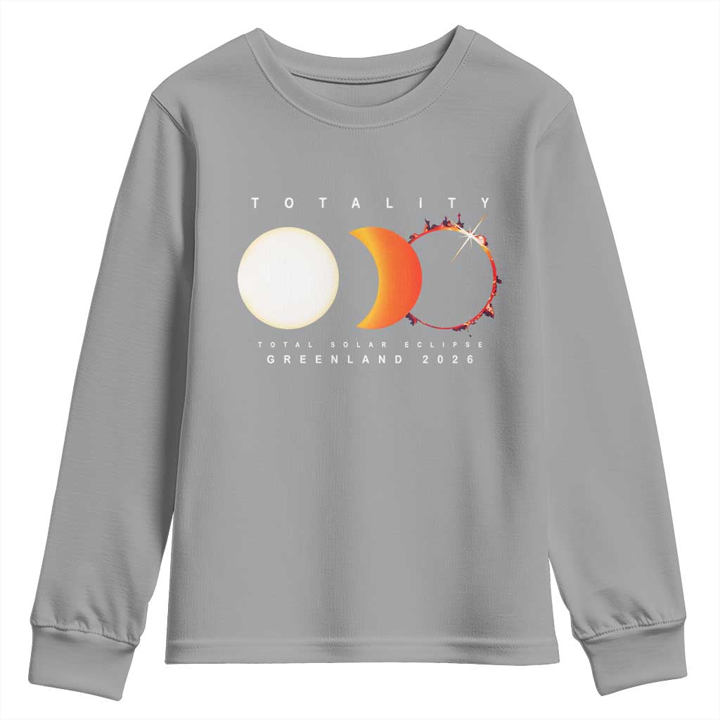 Greenland Total Solar Eclipse 2026 Totality Youth Sweatshirt Travel Souvenir Astronomy Geek Gift TS02 Sport Gray Print Your Wear