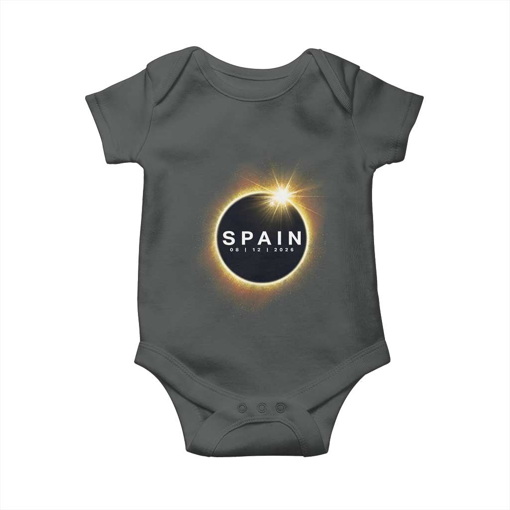 Spain Total Solar Eclipse 2026 Baby Onesie Path of Totality Astronomy Gift TS02 Dark Heather Print Your Wear