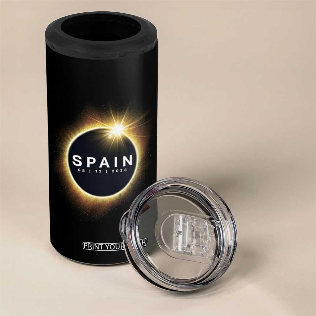 Spain Total Solar Eclipse 2026 4 in 1 Can Cooler Tumbler Path of Totality Astronomy Gift TS02 Print Your Wear