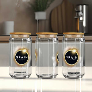 Spain Total Solar Eclipse 2026 Glass Can Path of Totality Astronomy Gift TS02 Print Your Wear