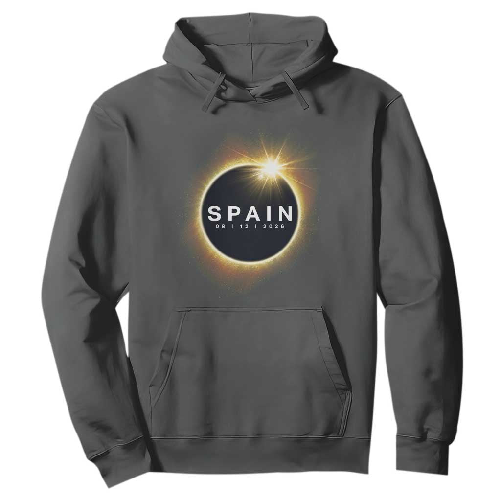 Spain Total Solar Eclipse 2026 Hoodie Path of Totality Astronomy Gift TS02 Dark Heather Print Your Wear