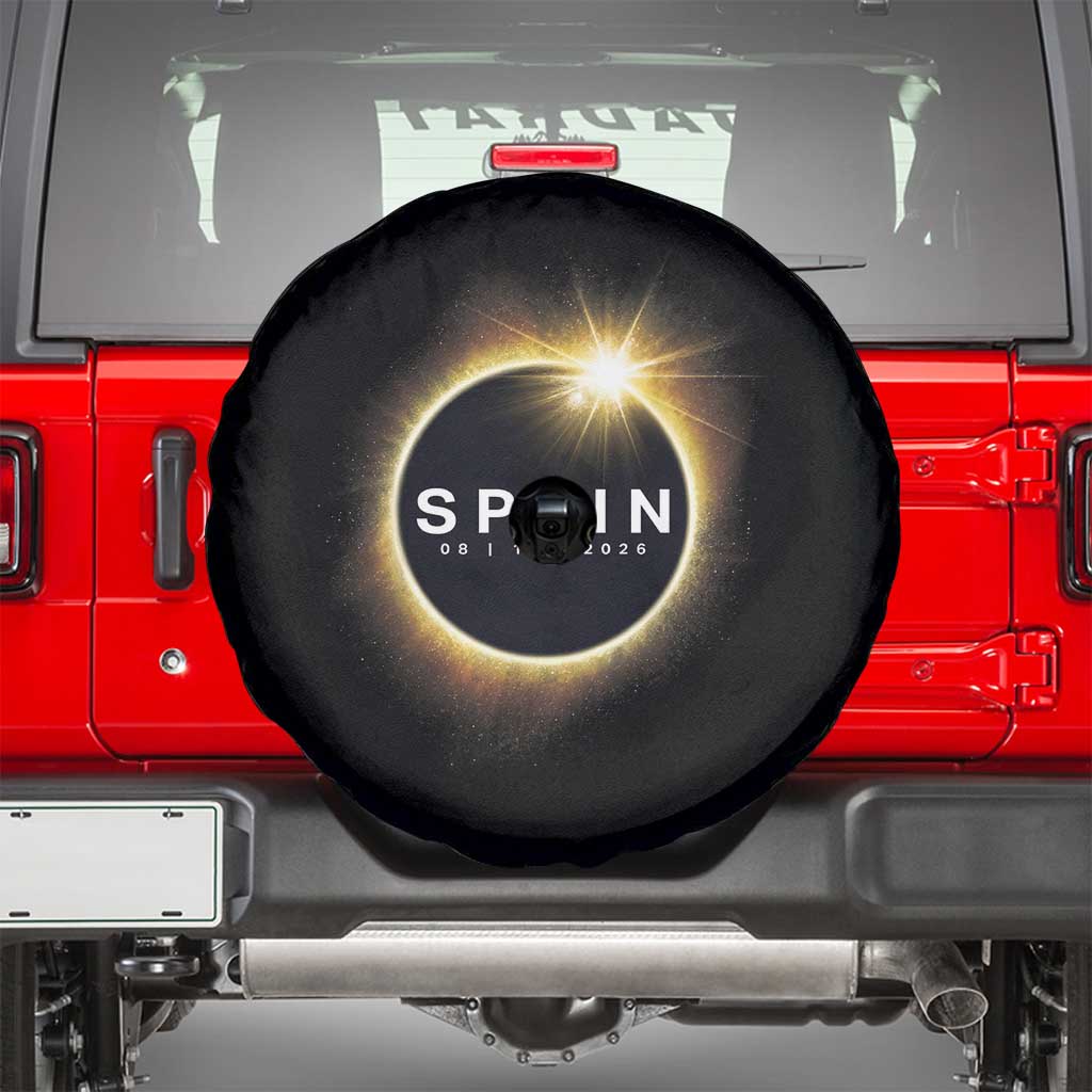 Spain Total Solar Eclipse 2026 Spare Tire Cover Path of Totality Astronomy Gift TS02 Black Print Your Wear