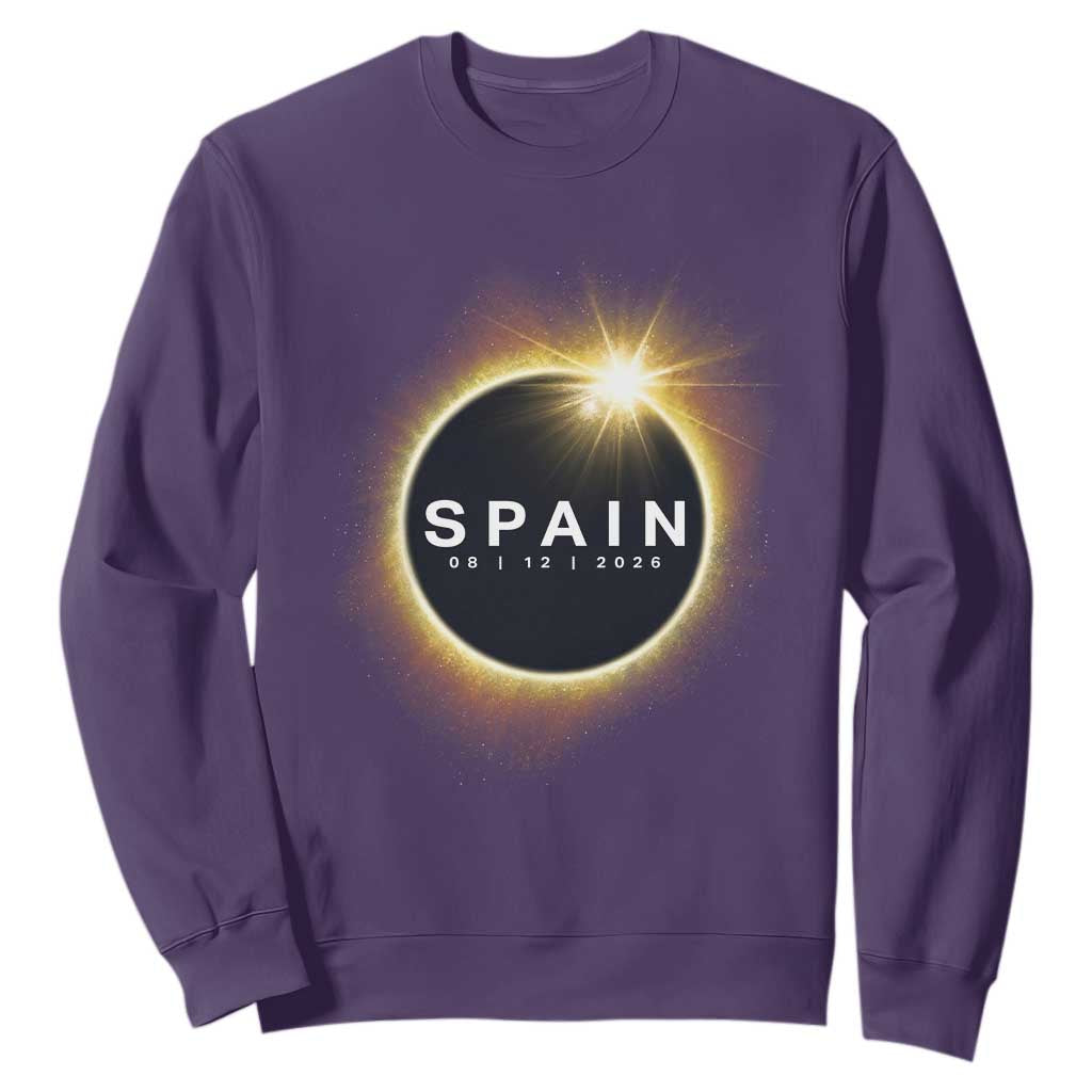 Spain Total Solar Eclipse 2026 Sweatshirt Path of Totality Astronomy Gift TS02 Purple Print Your Wear