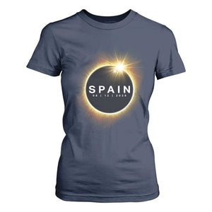 Spain Total Solar Eclipse 2026 T Shirt For Women Path of Totality Astronomy Gift TS02 Navy Print Your Wear
