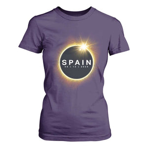 Spain Total Solar Eclipse 2026 T Shirt For Women Path of Totality Astronomy Gift TS02 Purple Print Your Wear