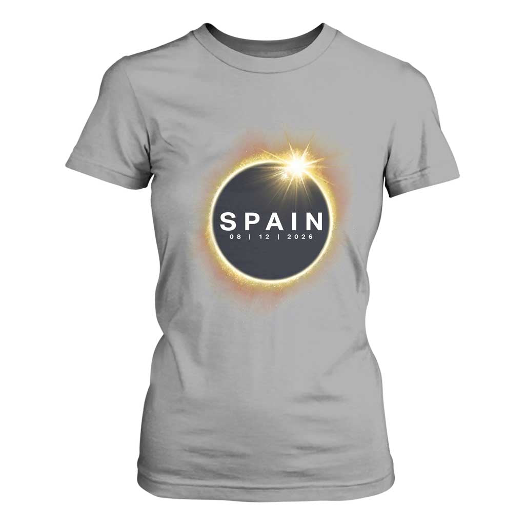 Spain Total Solar Eclipse 2026 T Shirt For Women Path of Totality Astronomy Gift TS02 Sport Gray Print Your Wear
