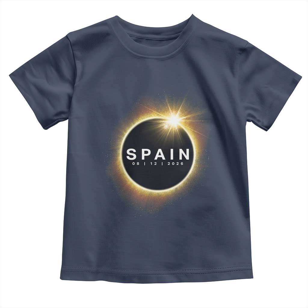 Spain Total Solar Eclipse 2026 Toddler T Shirt Path of Totality Astronomy Gift TS02 Navy Print Your Wear