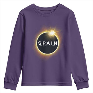 Spain Total Solar Eclipse 2026 Youth Sweatshirt Path of Totality Astronomy Gift TS02 Purple Print Your Wear