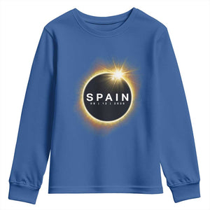 Spain Total Solar Eclipse 2026 Youth Sweatshirt Path of Totality Astronomy Gift TS02 Royal Blue Print Your Wear
