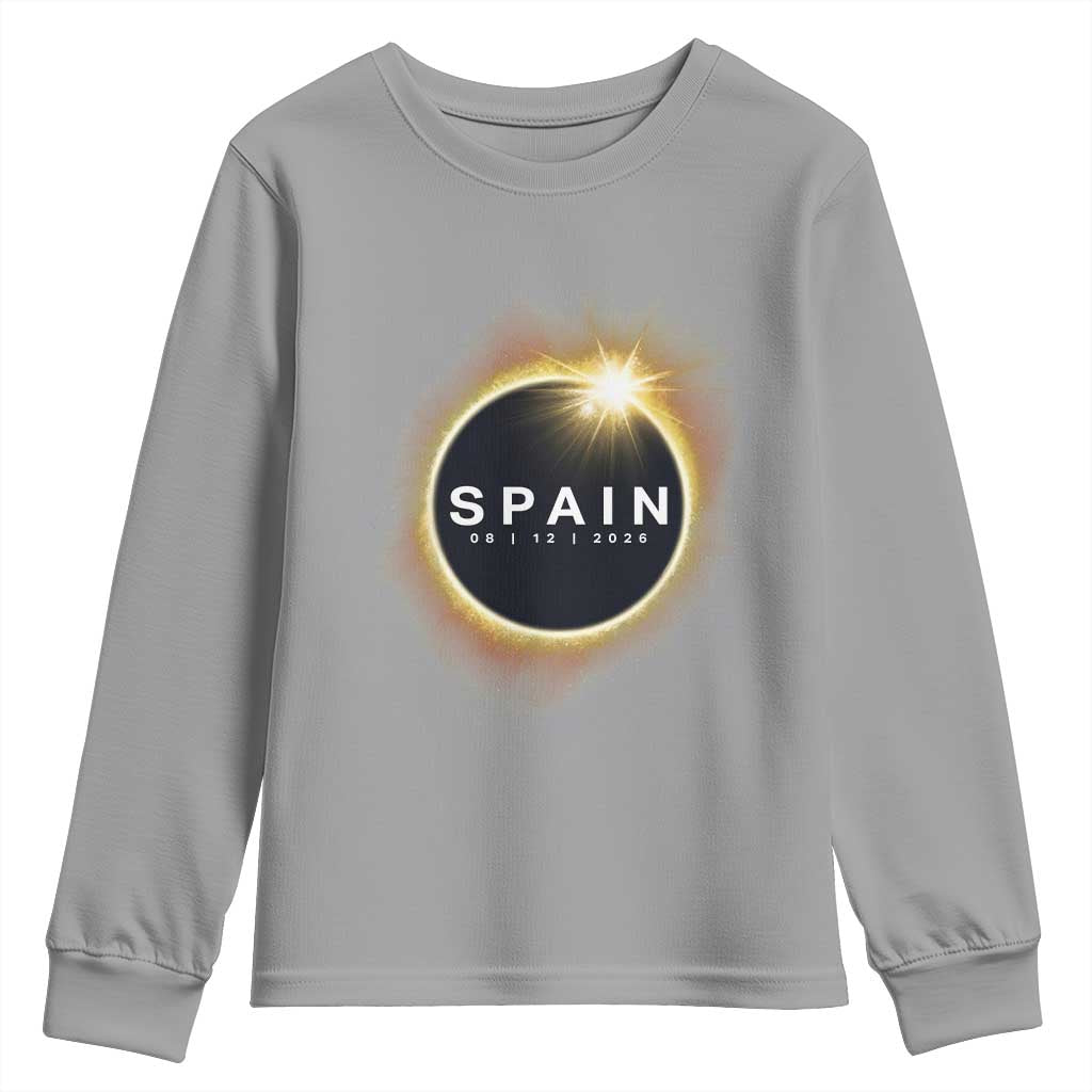 Spain Total Solar Eclipse 2026 Youth Sweatshirt Path of Totality Astronomy Gift TS02 Sport Gray Print Your Wear