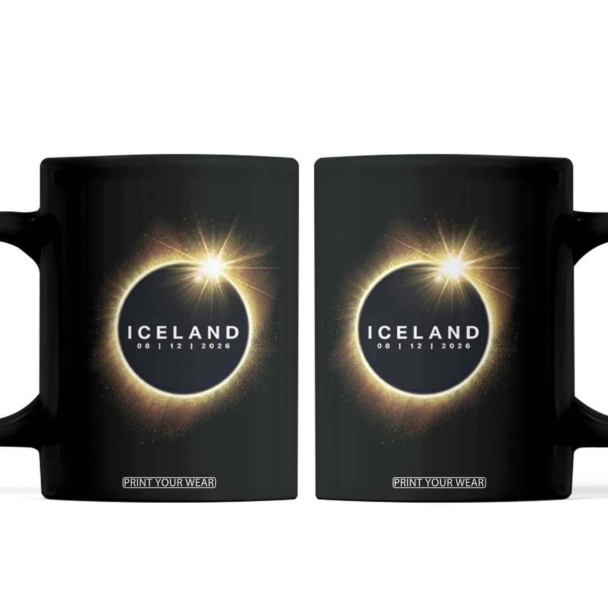 Iceland Total Solar Eclipse 2026 Coffee Mug Path of Totality Astronomy Gift TS02 Black Print Your Wear