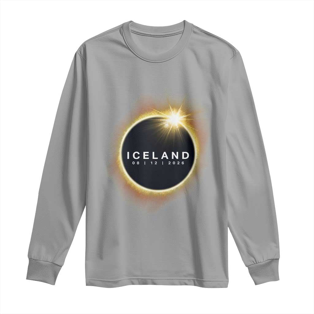 Iceland Total Solar Eclipse 2026 Long Sleeve Shirt Path of Totality Astronomy Gift TS02 Sport Gray Print Your Wear