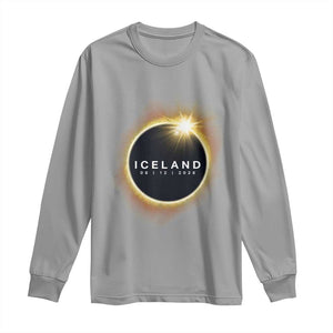 Iceland Total Solar Eclipse 2026 Long Sleeve Shirt Path of Totality Astronomy Gift TS02 Sport Gray Print Your Wear