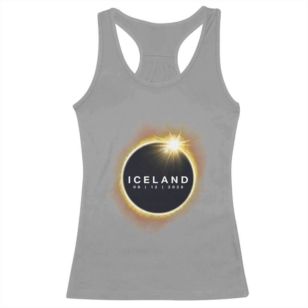 Iceland Total Solar Eclipse 2026 Racerback Tank Top Path of Totality Astronomy Gift TS02 Sport Gray Print Your Wear