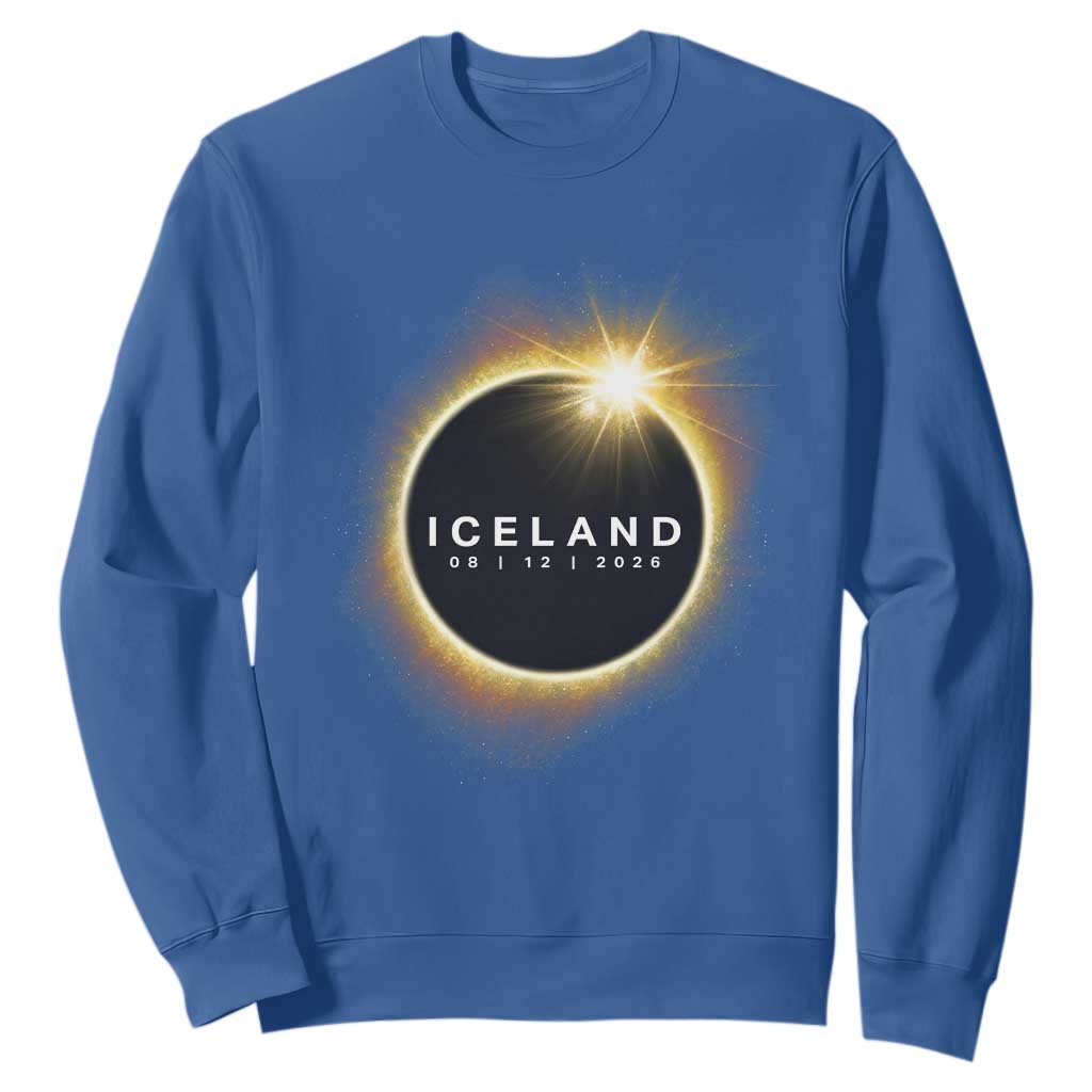 Iceland Total Solar Eclipse 2026 Sweatshirt Path of Totality Astronomy Gift TS02 Royal Blue Print Your Wear