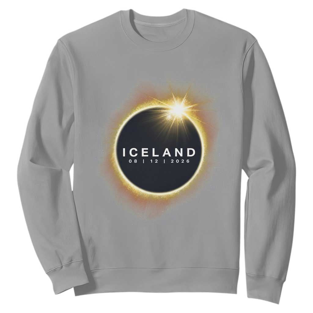 Iceland Total Solar Eclipse 2026 Sweatshirt Path of Totality Astronomy Gift TS02 Sport Gray Print Your Wear