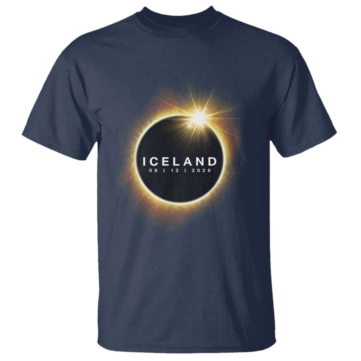 Iceland Total Solar Eclipse 2026 T Shirt Path of Totality Astronomy Gift TS02 Navy Print Your Wear