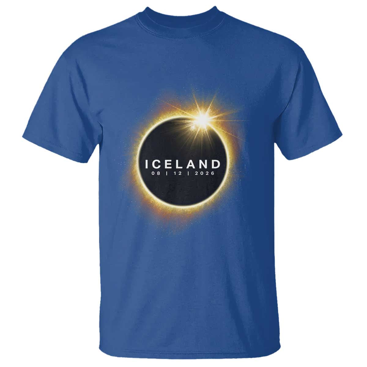 Iceland Total Solar Eclipse 2026 T Shirt Path of Totality Astronomy Gift TS02 Royal Blue Print Your Wear