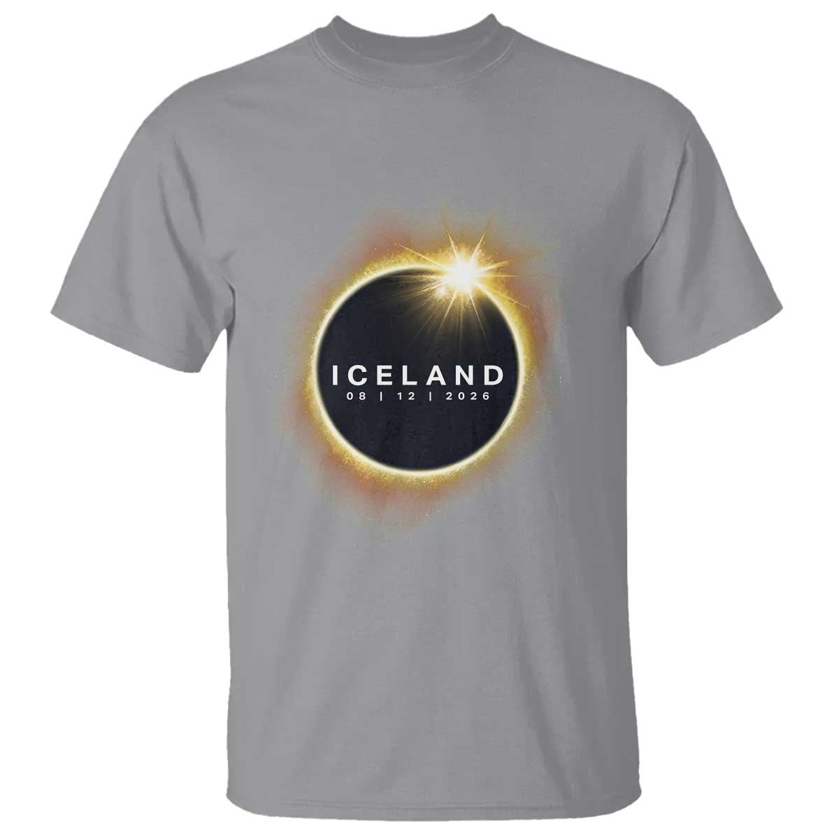 Iceland Total Solar Eclipse 2026 T Shirt Path of Totality Astronomy Gift TS02 Sport Gray Print Your Wear