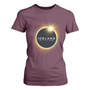 Iceland Total Solar Eclipse 2026 T Shirt For Women Path of Totality Astronomy Gift TS02 Maroon Print Your Wear