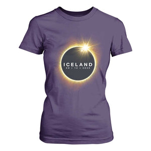 Iceland Total Solar Eclipse 2026 T Shirt For Women Path of Totality Astronomy Gift TS02 Purple Print Your Wear