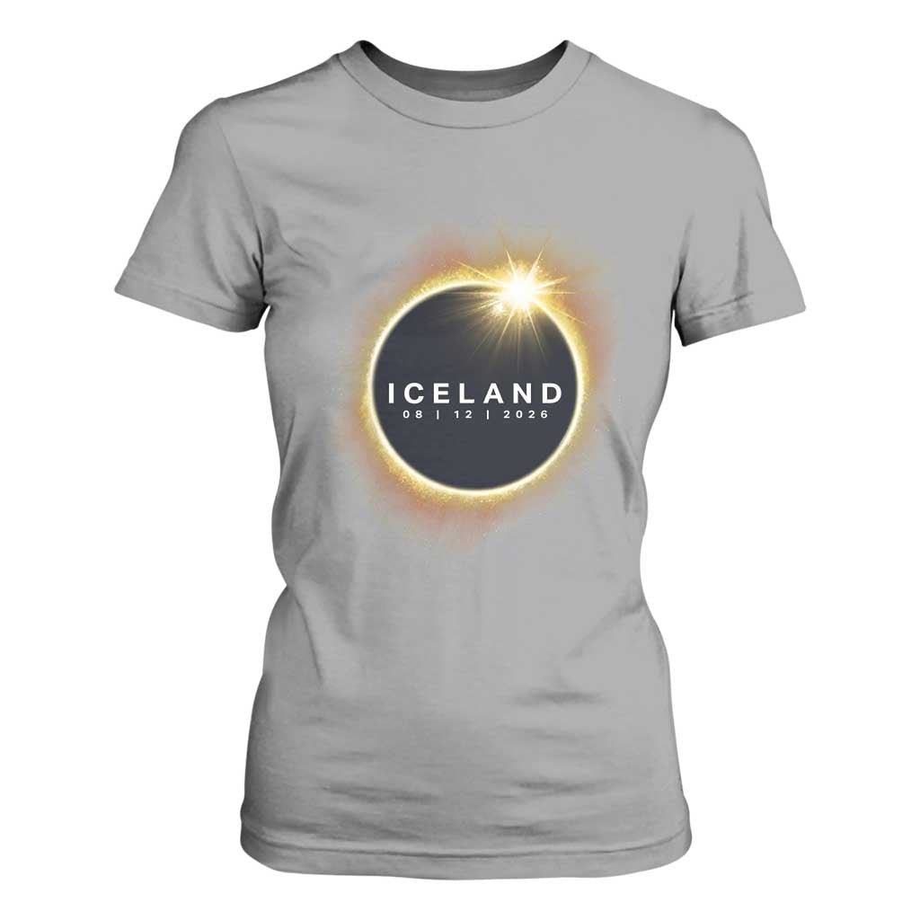Iceland Total Solar Eclipse 2026 T Shirt For Women Path of Totality Astronomy Gift TS02 Sport Gray Print Your Wear