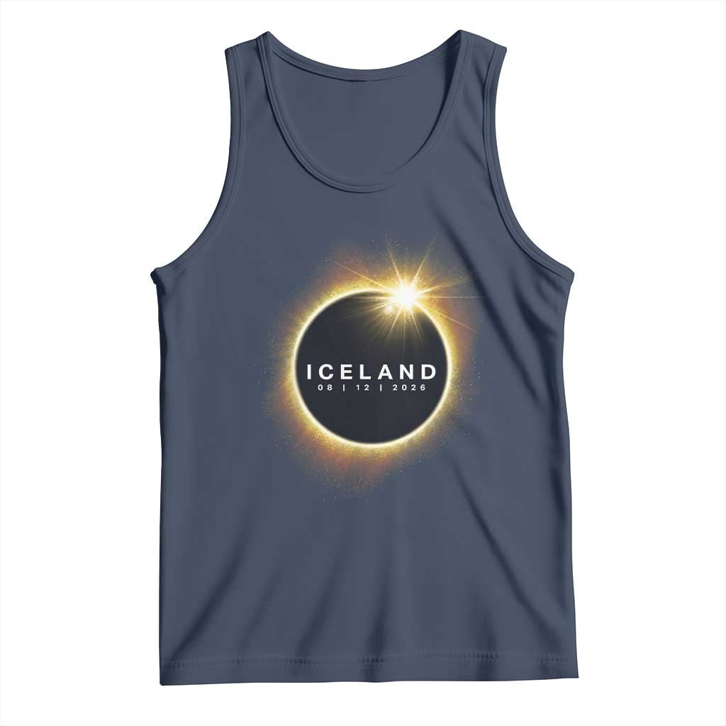 Iceland Total Solar Eclipse 2026 Tank Top Path of Totality Astronomy Gift TS02 Navy Print Your Wear