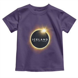 Iceland Total Solar Eclipse 2026 Toddler T Shirt Path of Totality Astronomy Gift TS02 Purple Print Your Wear