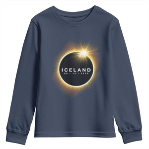 Iceland Total Solar Eclipse 2026 Youth Sweatshirt Path of Totality Astronomy Gift TS02 Navy Print Your Wear